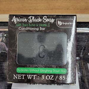 B-Pure-African Black Soap W/Charcoal Powder Shampoo Bar. 3oz/85gm. (Pack of 5)